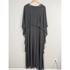 Armine Dress Womens 48 Beaded Collar Maxi Evening Gown Butterfly Sleeve Sz Large